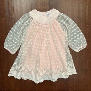 Bebe by Minihaha Pink with Lt Pink Lace Girl’s Dress, Size 1 (12-18 Months) NWOT